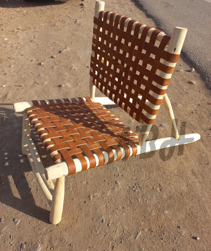 Moroccan wooden bench, Handmade bench, woven bench made of Macrame , wood bench, entryway bench,boho bench, Natural stool, moroccan decor.